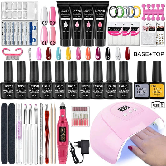 Gel Nail Polish Kit With UV Nail Lamp Electric Nail Drill Machine Soak