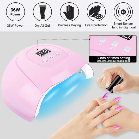 Gel Nail Polish Kit With UV Nail Lamp Electric Nail Drill Machine Soak